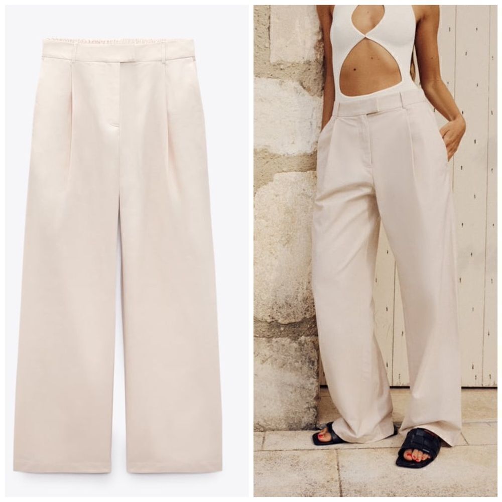 ZARA STRAIGHT CUT PLEATED PANTS